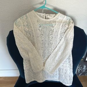 Sezane lace embroidery white top